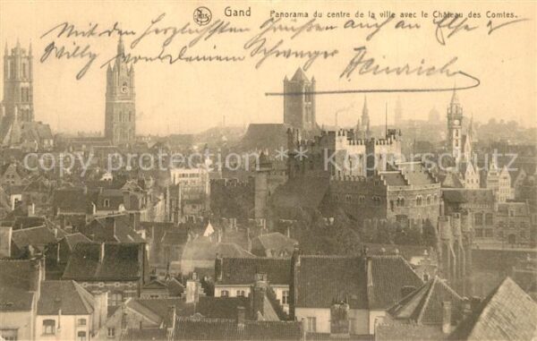 Gand Belgien Panorama du centre de la ville Chateau