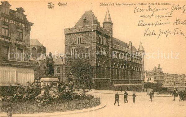 Gand Belgien Statue de Liévin Bauwens Chateau Gérard