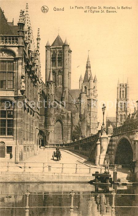 Gand Belgien La Post Eglise Saint Nicolas le Beffroi