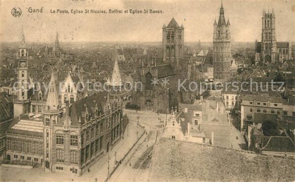 Gand Belgien Panorama La Poste Eglise Saint Nicolas