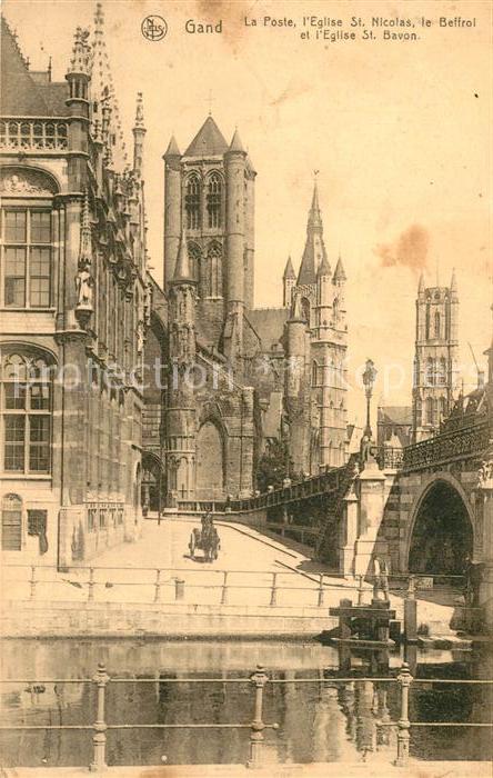 Gand Belgien La Poste Eglise Saint Nicolas Beffroi C