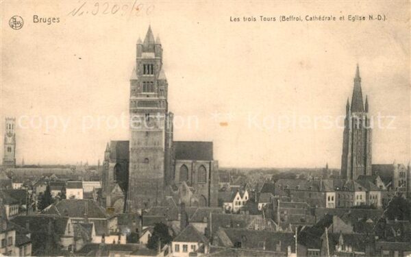 Bruges BRUGGE Belgie Les Trois Tours Beffroi Cathedrale et E