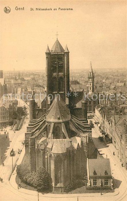 Gent Gand Flandre St. Niklaaskerk en Panorama
