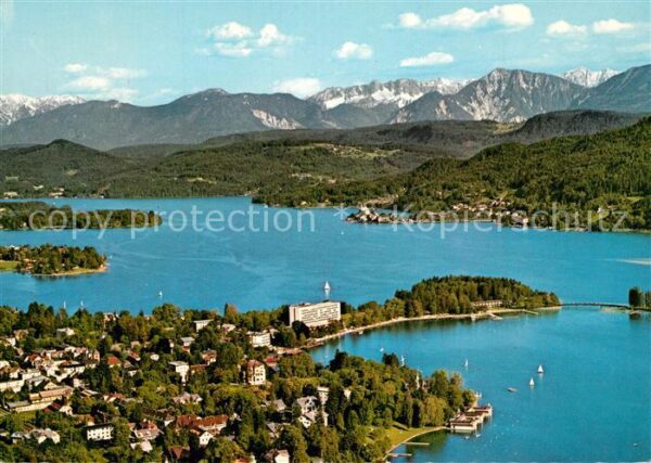Poertschach Woerthersee Fliegeraufnahme Wörthersee mit Karawank