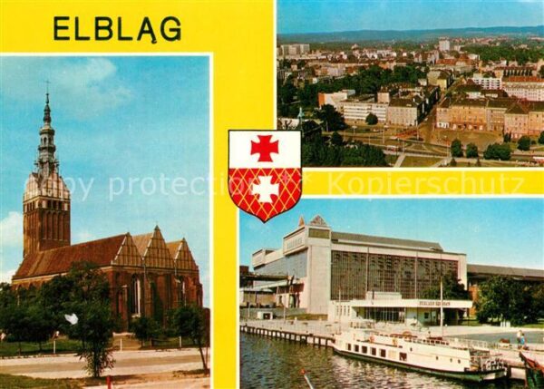 Elblag Kirche Fliegeraufnahme Anlegestelle