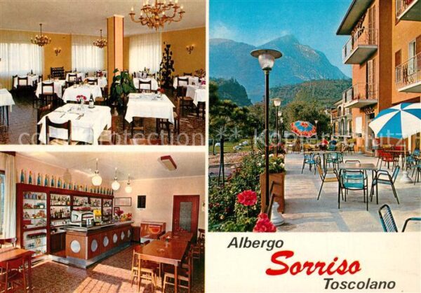 Toscolano Maderno Lago di Garda Albergo Sorriso Gastraum Theke Terrasse
