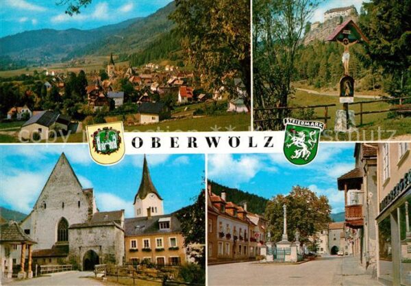 Oberwoelz Stadt Ortsansicht Wegekreuz Kirche Marktplatz