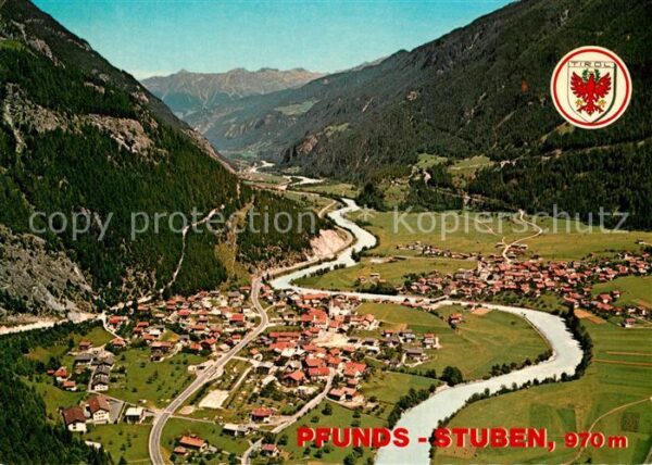 Stuben Pfunds Fliegeraufnahme im Inntal mit Kaunergra