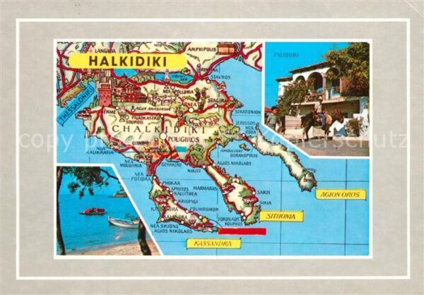 Halkidiki Chalkidiki Inselkarte Strand Hotel Paliouri