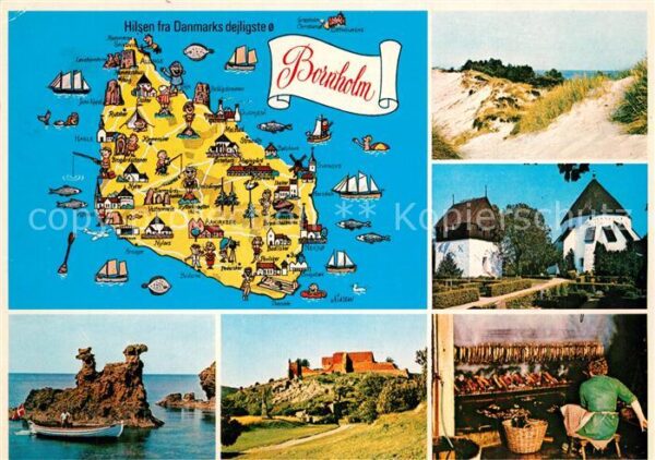 Bornholm Inselkarte Hammershus Ruiner Klitter ve