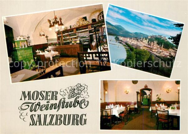 Salzburg Oesterreich Moser Weinstube Gastraum Panorama