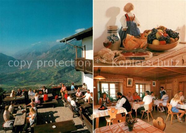 Schenna Meran Jausenstation Zmailerhof Terrasse Gasts