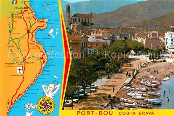 Port Bou Gebietskarte Kirche Promenade Bootslieg