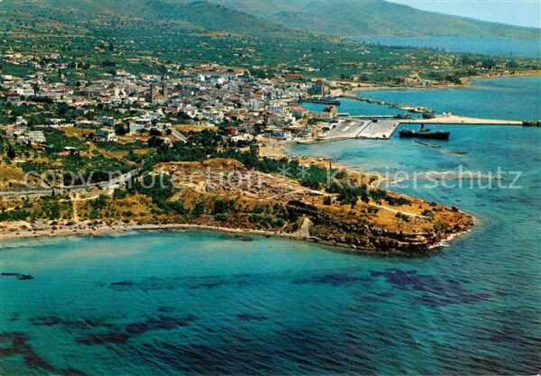 Aegina Egina Fliegeraufnahme mit Stadt und Apollotem