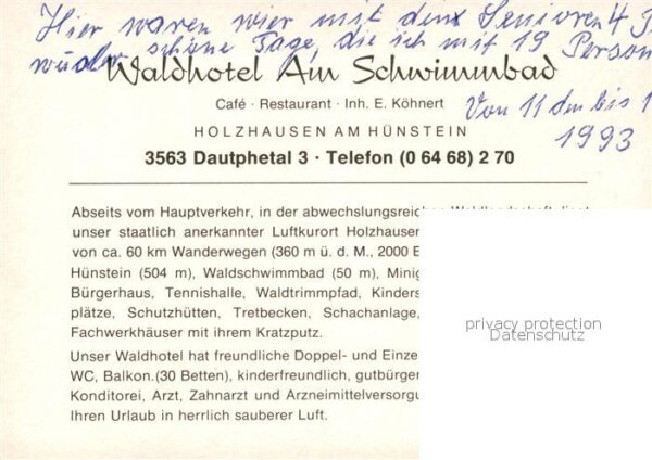 Holzhausen Huenstein Waldhotel Am Schwimmbad – Bild 2