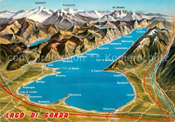 Lago di Garda Gardasee und Umgebung mit Alpen aus der
