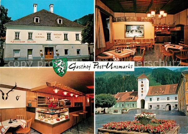 Unzmarkt-Frauenburg Gasthof Post Gastraum Theke Marktplatz