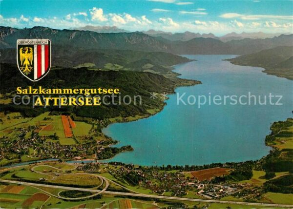 Attersee Salzkammergutsee Alpensee Fliegeraufnah