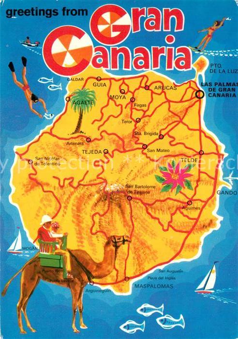 Gran Canaria Mittelmeerinsel Landkarte Kamel