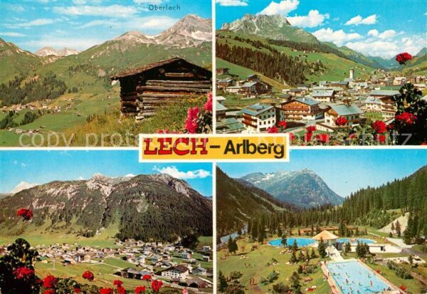 Lech Vorarlberg Gesamtansicht mit Alpenpanorama Freibad