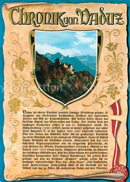Vaduz Schloss Alpenpanorama Chronik Siegel