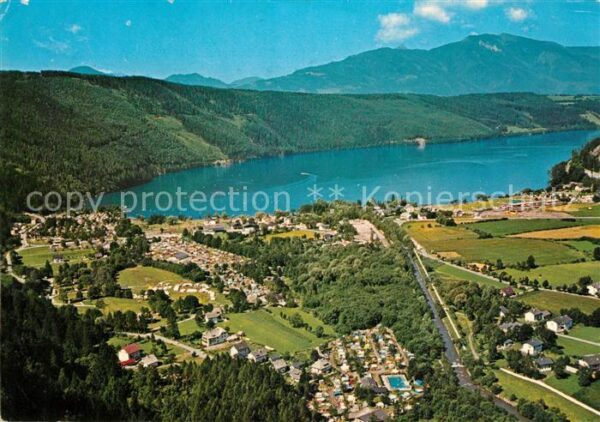 Doebriach Millstaettersee Fliegeraufnahme Seepartie