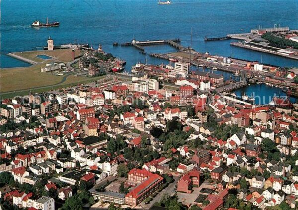 Cuxhaven Nordseebad Fliegeraufnahme mit Hafen