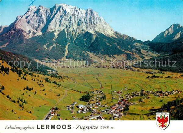 Lermoos Tirol Fliegeraufnahme mit Zugspitze