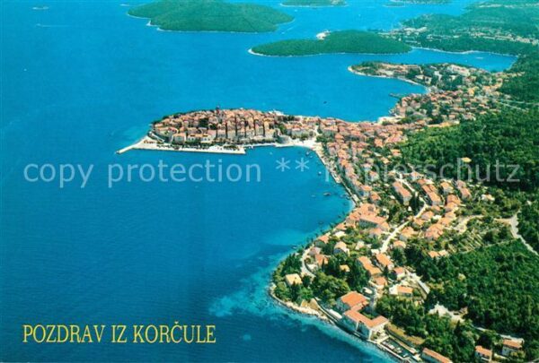 Korcula Fliegeraufnahme Häuser am Meer