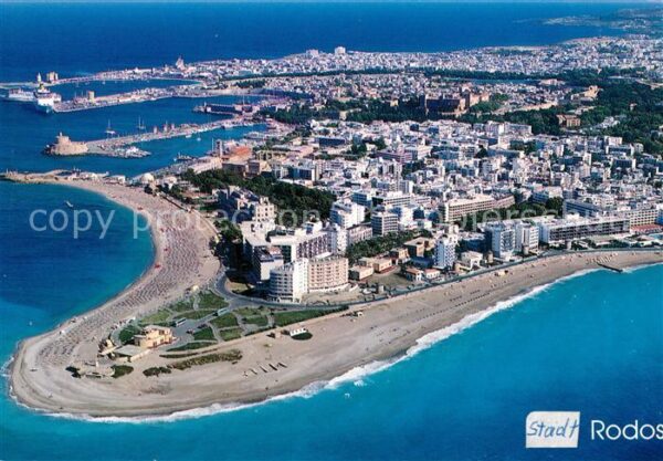 Rodos Fliegeraufnahme mit Strand und Hafen