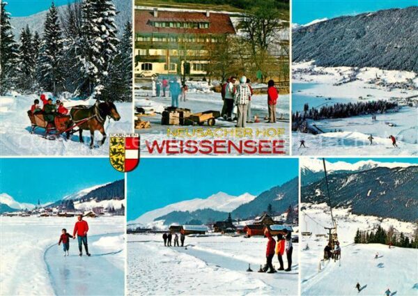 Weissensee Kaernten Neusacher-Hof Pferdeschlitten Schlittsc