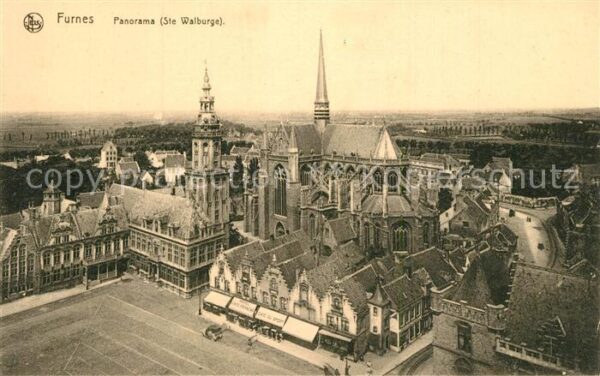Furnes Veurne West-Vlaanderen Belgie Panorama Eglise Sainte Walburge