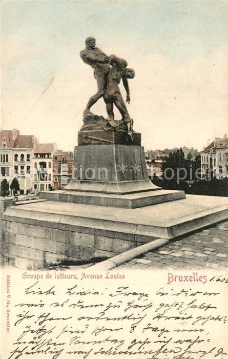 Bruxelles Bruessel Groupe de lutteurs Avenue Louise Monume
