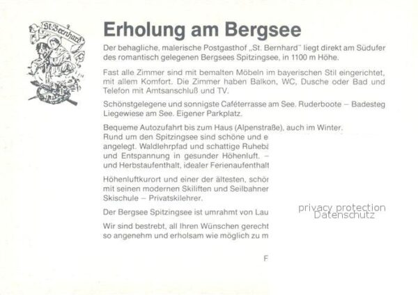 Spitzingsee Erholungs am Bergsee Gasthof St Bernhar – Bild 2