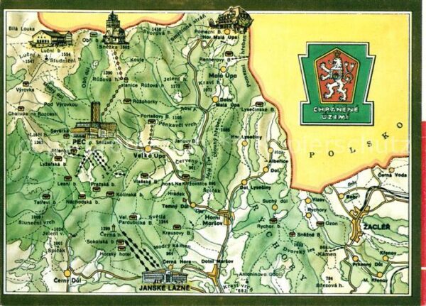 Pec pod Snezkou und Umgebung Landkarte Wappen