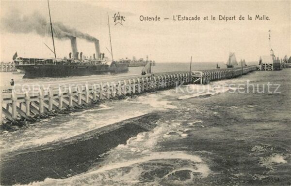 Ostende Oostende Estacade et le Départ de la Malle Vapeu