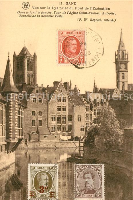 Gand Belgien Vue sur la Lys prise du Pont de l'Exécu