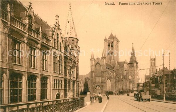 Gand Belgien Panorama des trois Tours