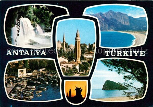 Antalya Wasserfall Hafen Minarett Strand