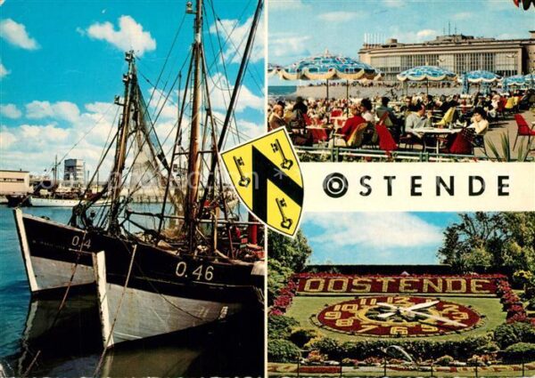 Ostende Oostende Fischerboote Markt Blumenuhr