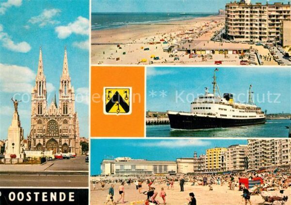 Oostende Ostende Kirche Strand Fahrgastschiff Kursaal