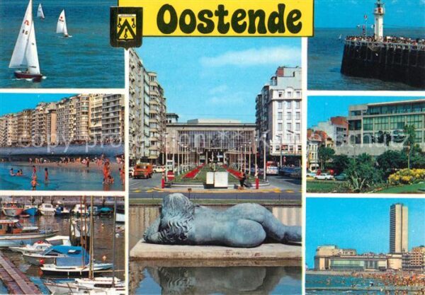 Oostende Ostende Strand Bootshafen Kursaal Mole Skulptur