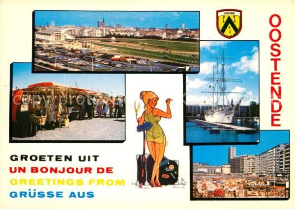 Oostende Ostende Panorama Markt Segelschiff Strand