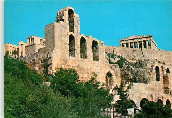 Athen Griechenland Das Odeon des Herodus Attikus und der P
