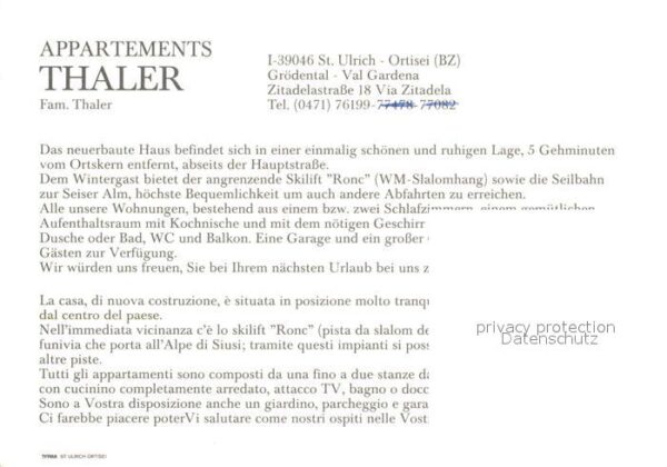 St Ulrich Groeden Tirol Appartements Thaler – Bild 2