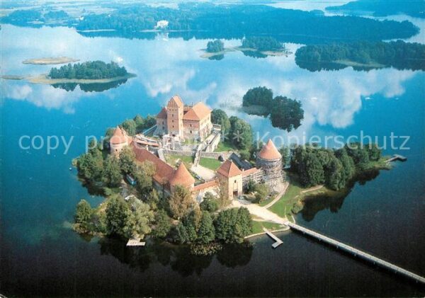 Trakai Restaurierte Burg Fliegeraufnahme