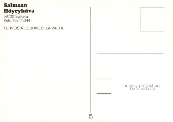 Sulkava Saimaan Höyrylaiva Terveisia Louhivesi – Bild 2