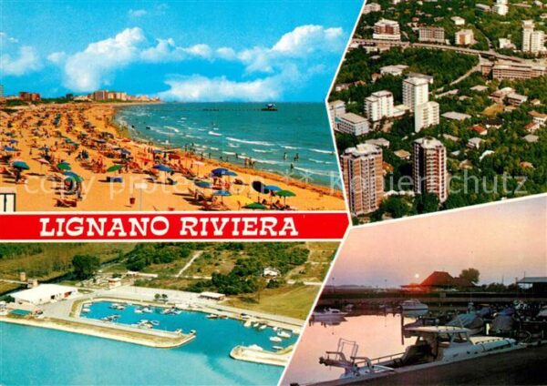 Lignano Riviera La spiaggia e la darsena aerea e nottur