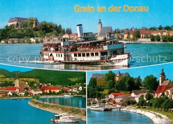 Grein Donau Oberoesterreich Fahrgastschiff Damm Schiffsanlegestelle
