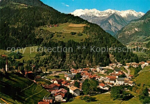 St Leonhard Passeier Fliegeraufnahme mit Ötztaler Alpen